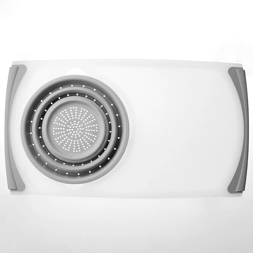 Over the Sink Kitchen Cutting Board with Collapsible Colander - Image 3