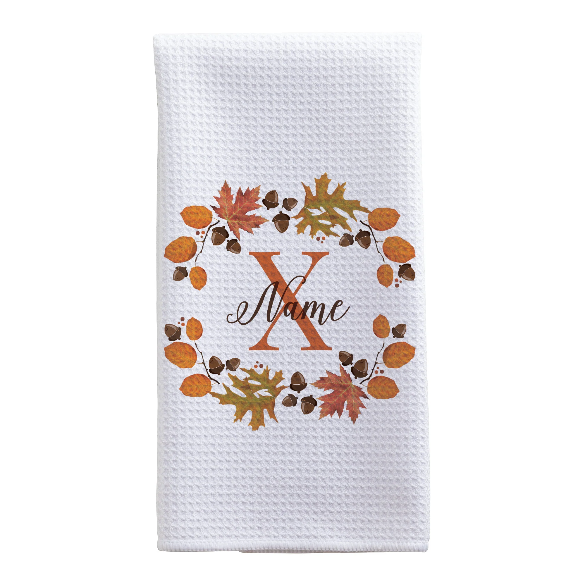 Personalized Autumn Wreath Tea Towel - Image 3