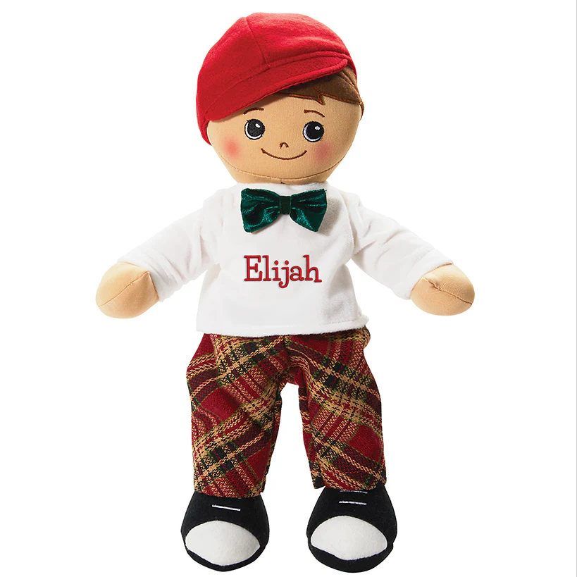 Personalized Boy Rag Doll With Christmas Plaid Outfit - Image 5