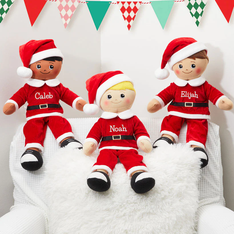 Personalized Boy Rag Doll with Santa Outfit