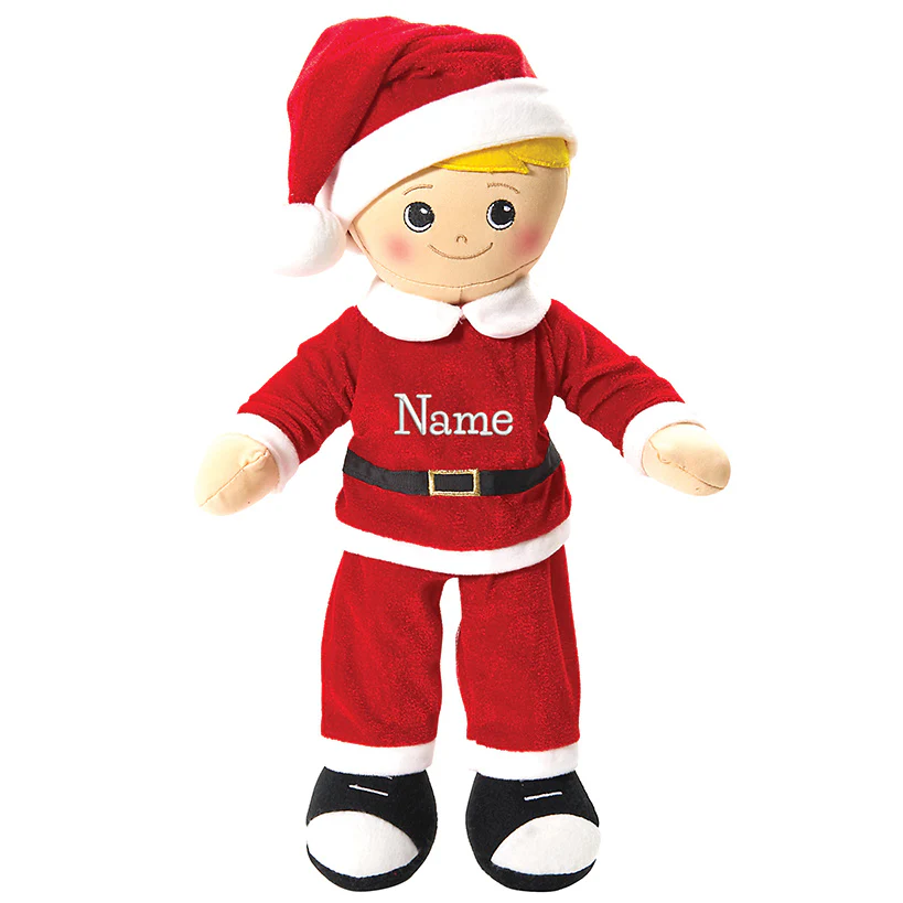Personalized Boy Rag Doll with Santa Outfit - Image 5
