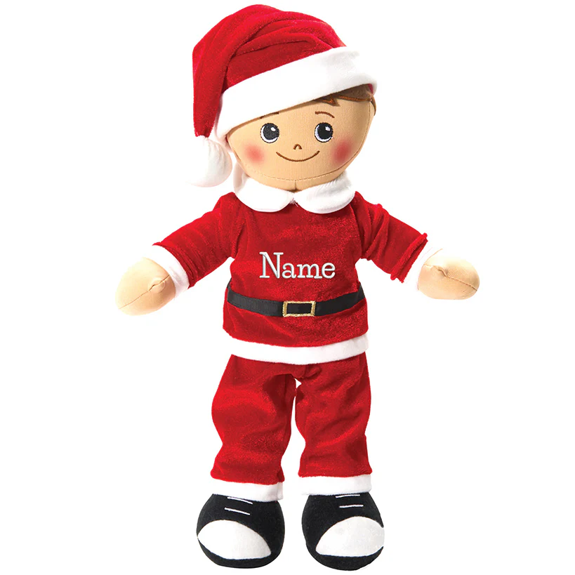 Personalized Boy Rag Doll with Santa Outfit - Image 7