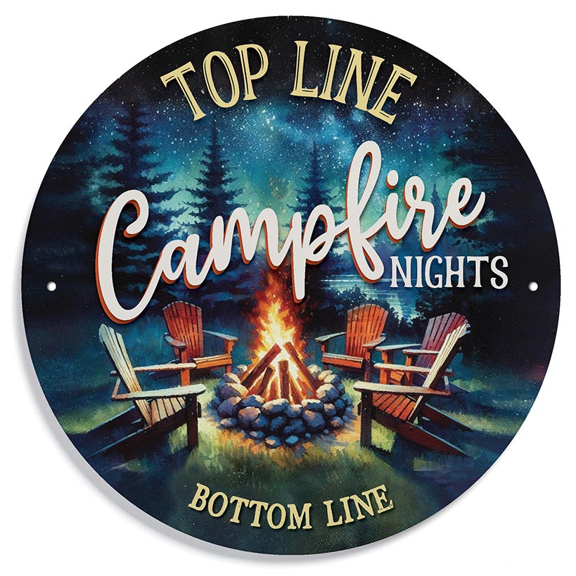 Personalized Campfire Nights Round Metal Sign - Image 2