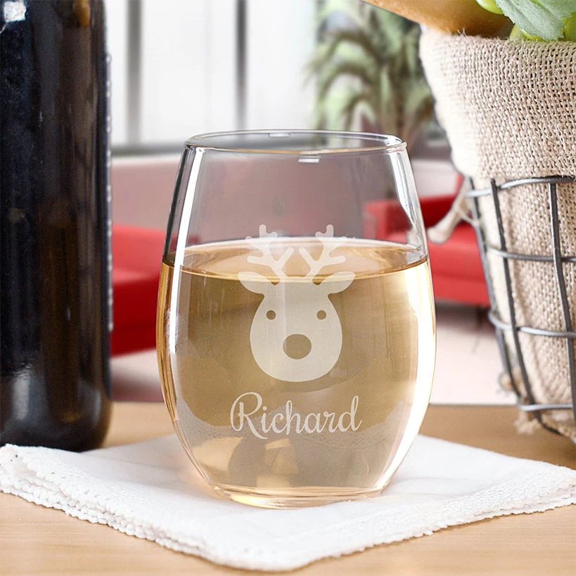 Personalized Christmas Icons Wine Glass - Image 6