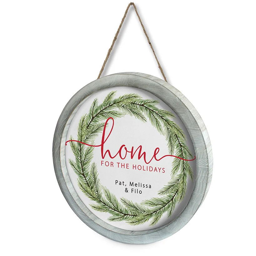 Personalized Christmas Wall Sign Pine Branches - Image 2