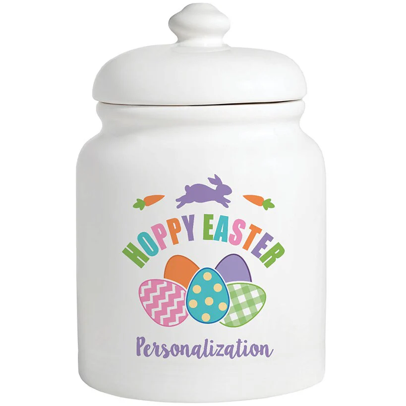 Personalized Colorful Hoppy Easter Cookie Jar - Image 2