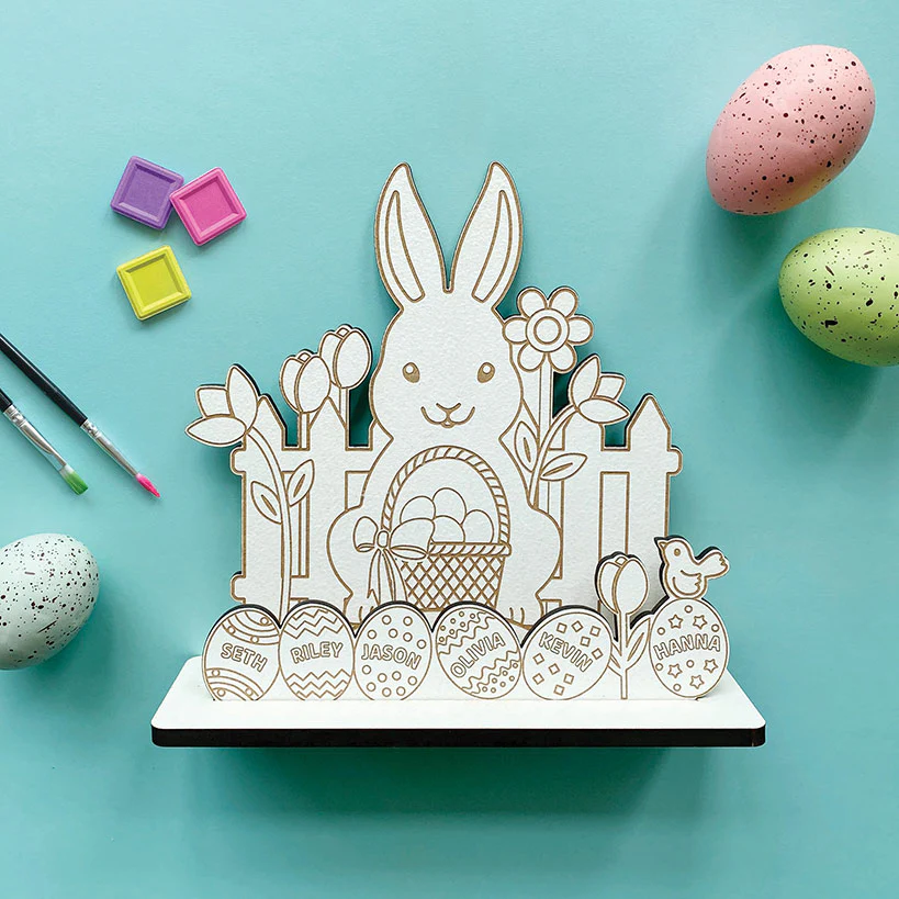 Personalized DIY Wood Easter Bunny and Eggs Gift - Image 4