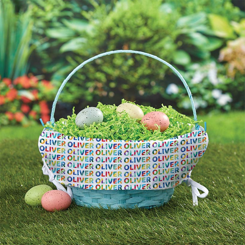 Personalized Easter Wicker Basket with Liner - Image 7