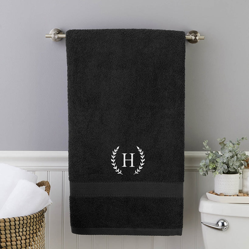 Personalized Embroidered Black Bath Towels - Image 3