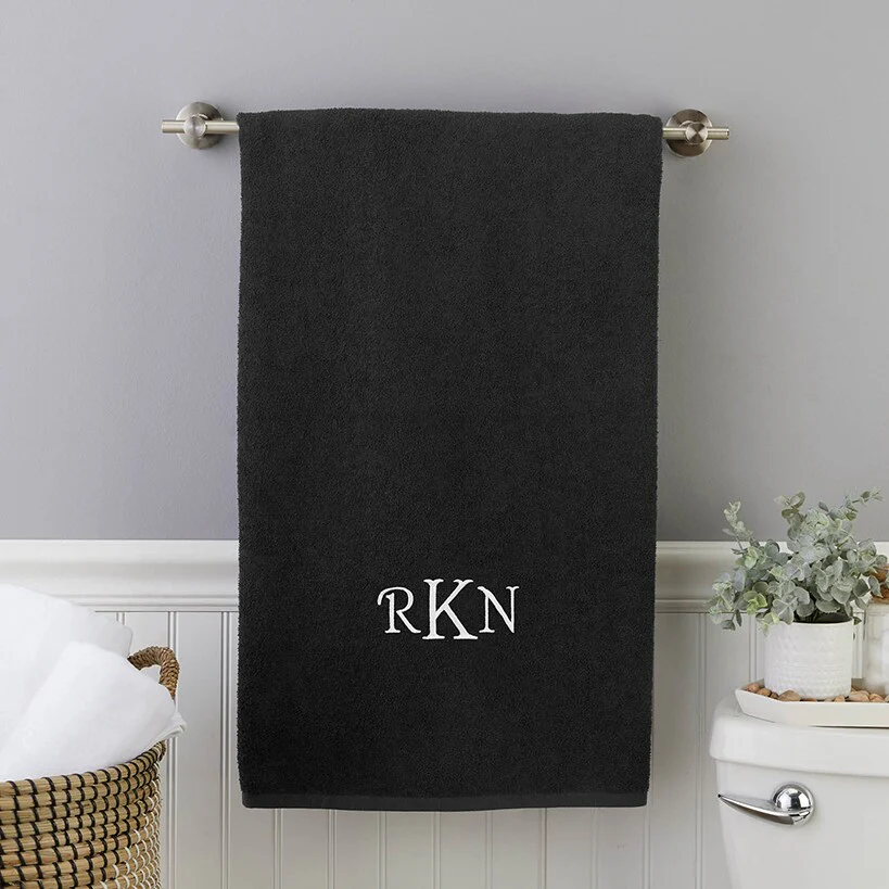 Personalized Embroidered Black Bath Towels - Image 7