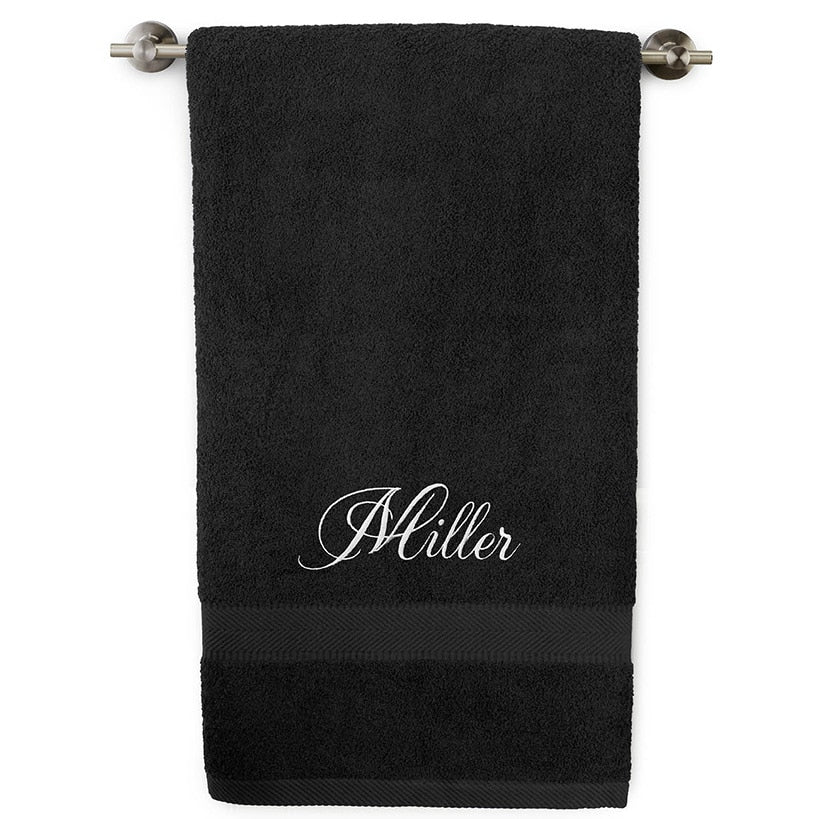 Personalized Embroidered Black Bath Towels - Image 8