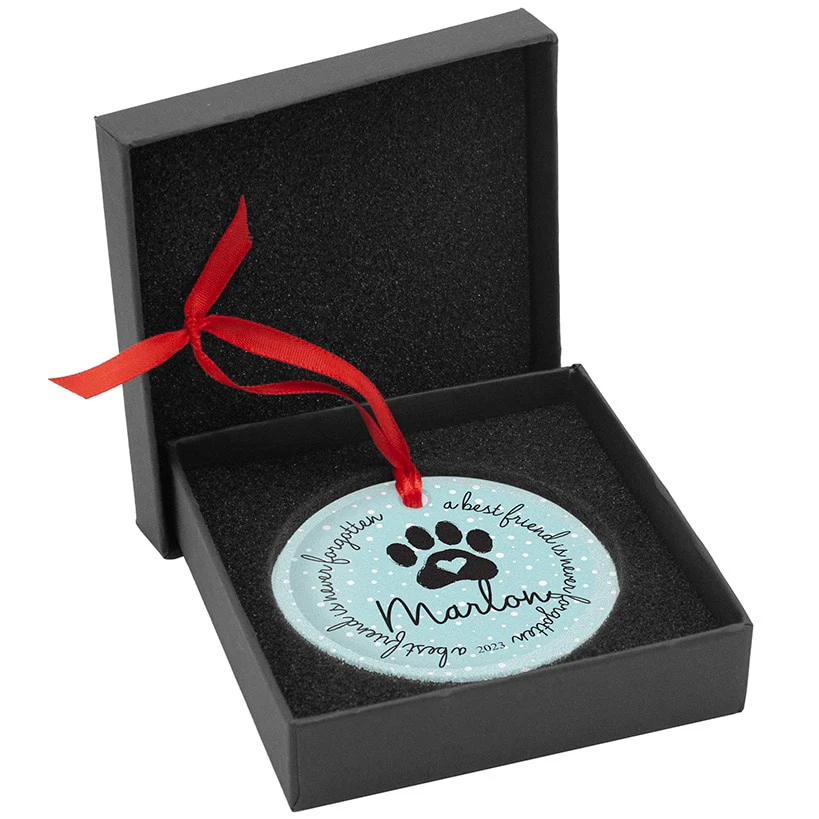 Personalized Dog Glass Christmas Ornament - Image 4