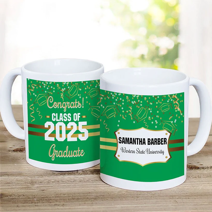 Personalized Gold Confetti Graduation Mug 11oz - Image 3