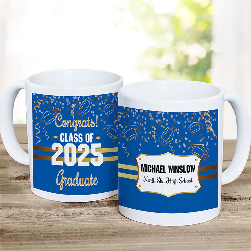Personalized Gold Confetti Graduation Mug 11oz - Image 5