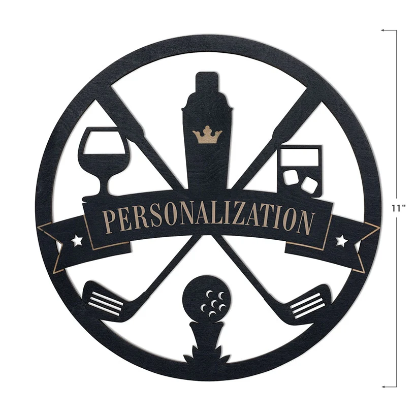 Personalized Golf and Drinks Black Wood Plaque - Image 2