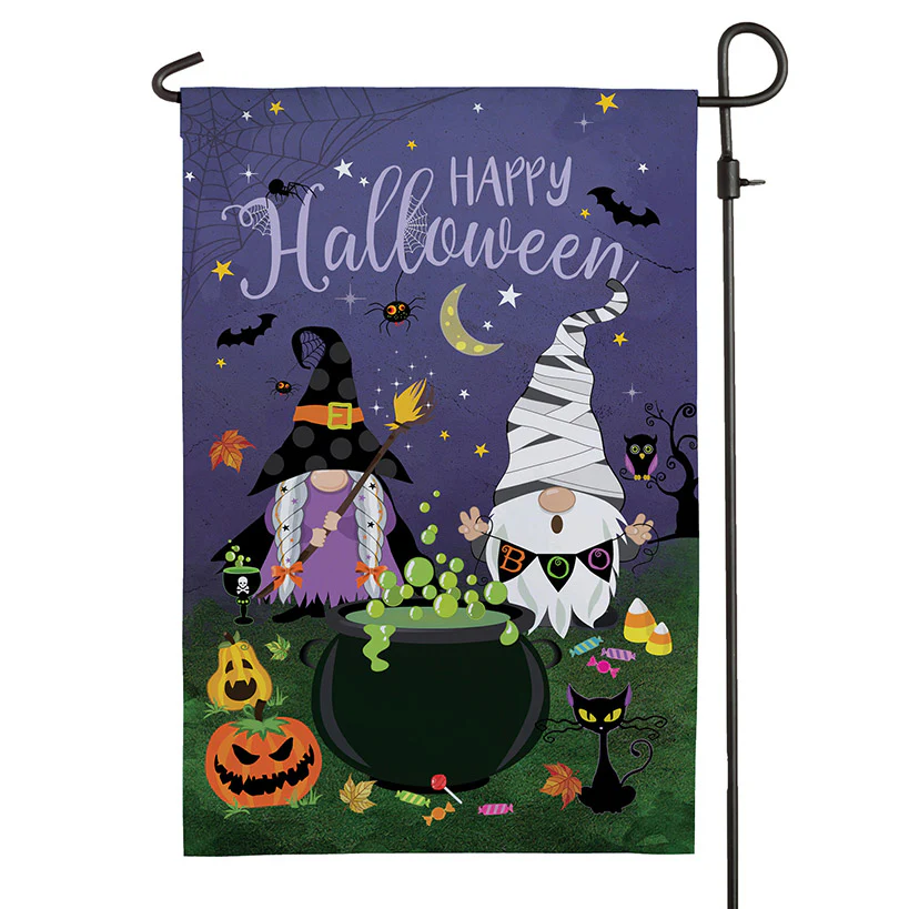 Personalized Halloween Gnome Garden Flag - Image 2