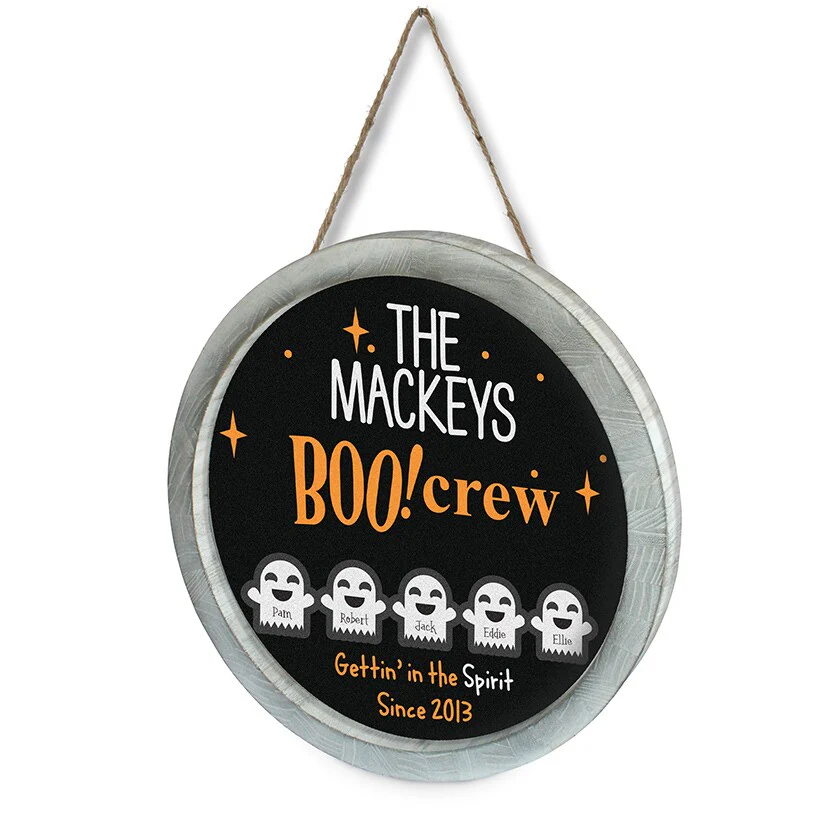 Personalized Halloween Wall Sign Boo! Crew - Image 2