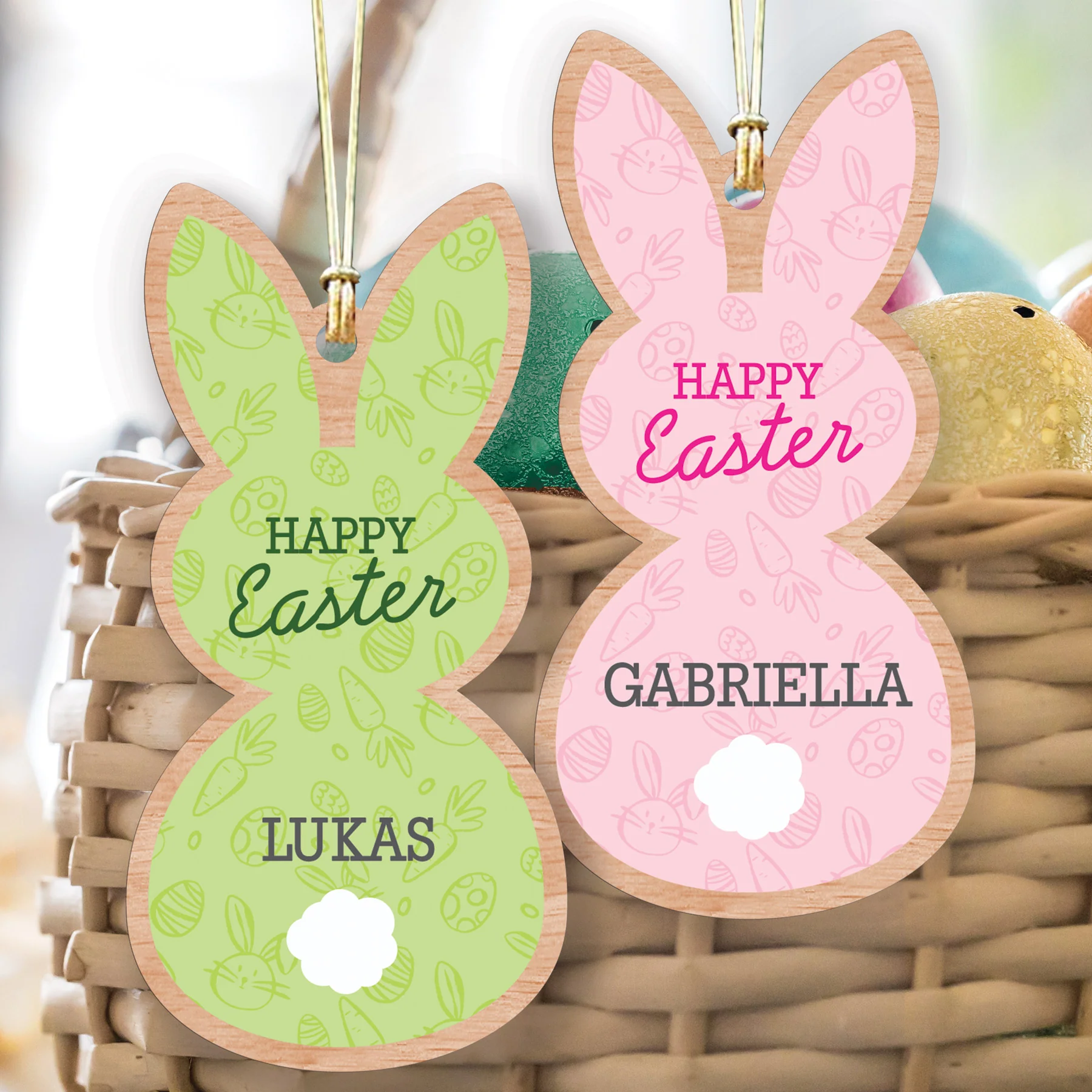 Personalized Happy Easter Bunny Basket Tag - Image 2