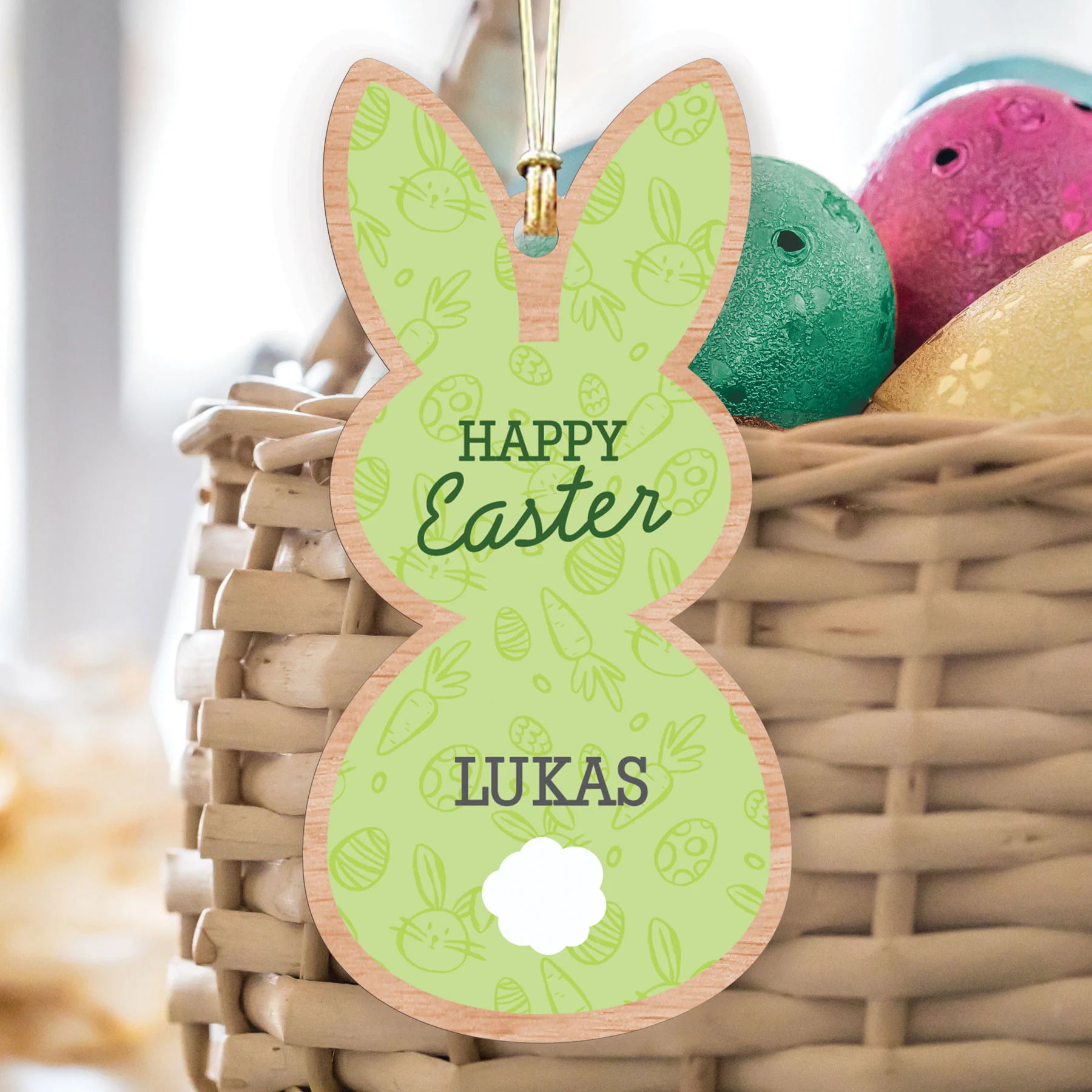 Personalized Happy Easter Bunny Basket Tag - Image 3