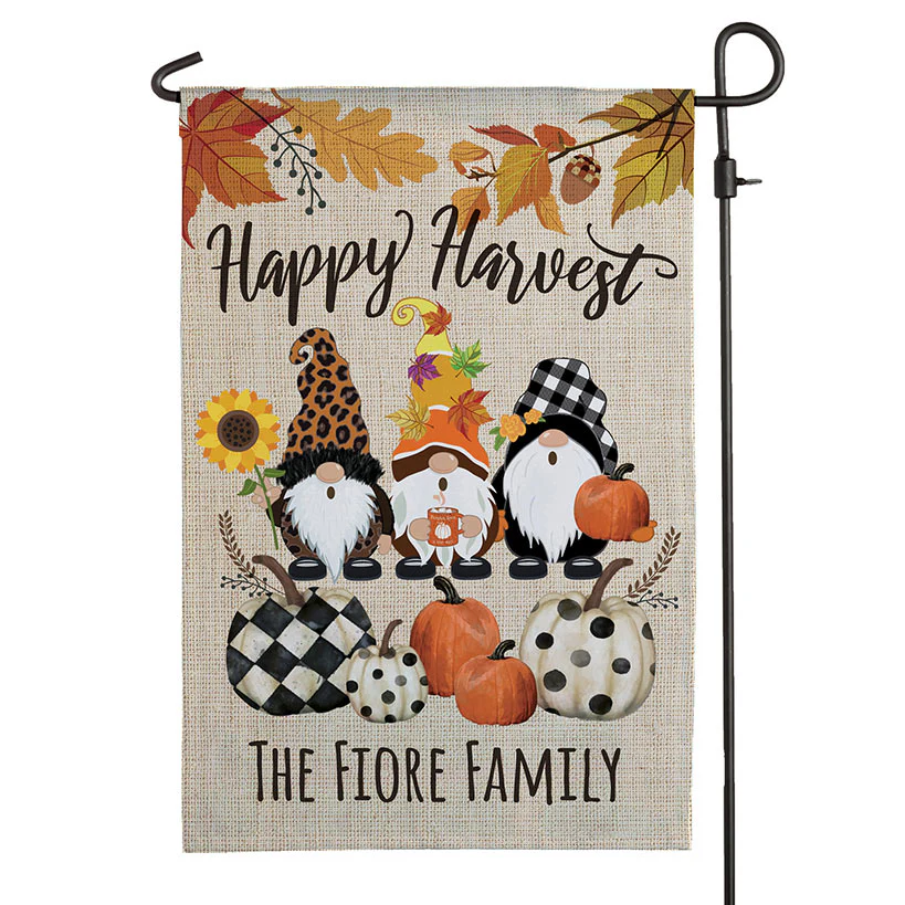 Personalized Harvest Gnome Garden Flag - Image 2