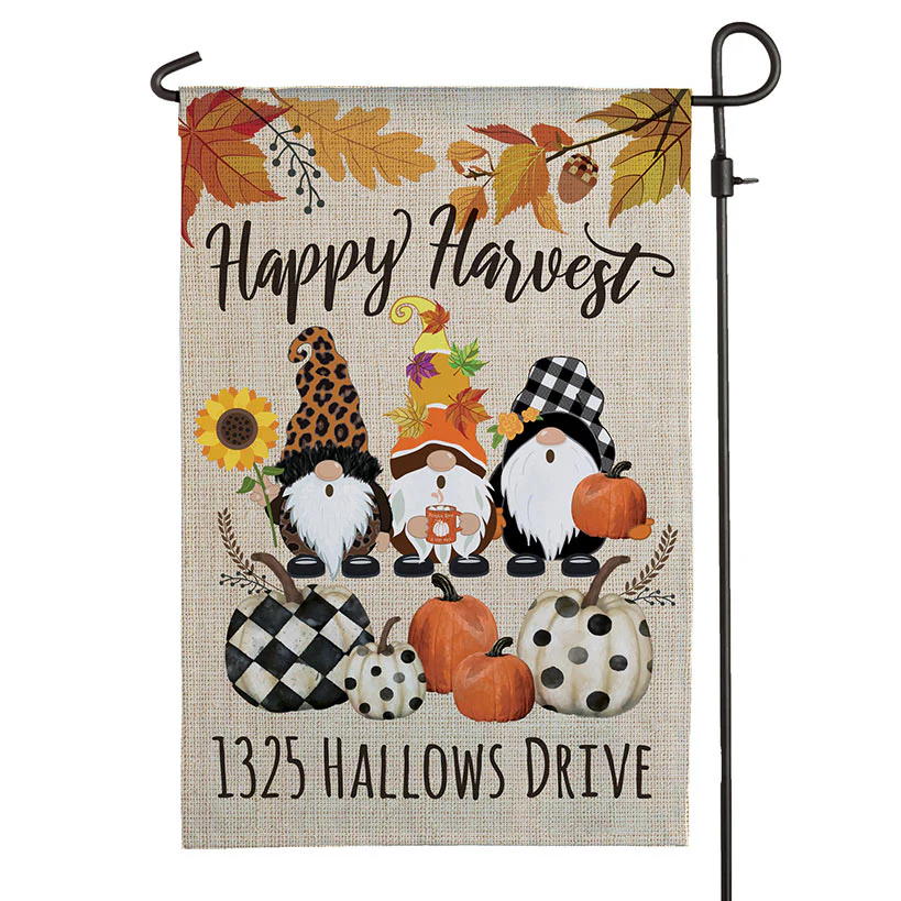 Personalized Harvest Gnome Garden Flag - Image 5
