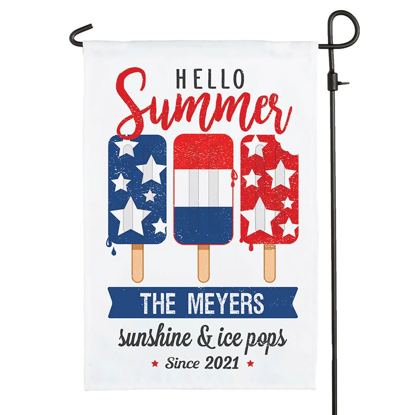 Personalized Hello Summer Garden Flag - Image 3