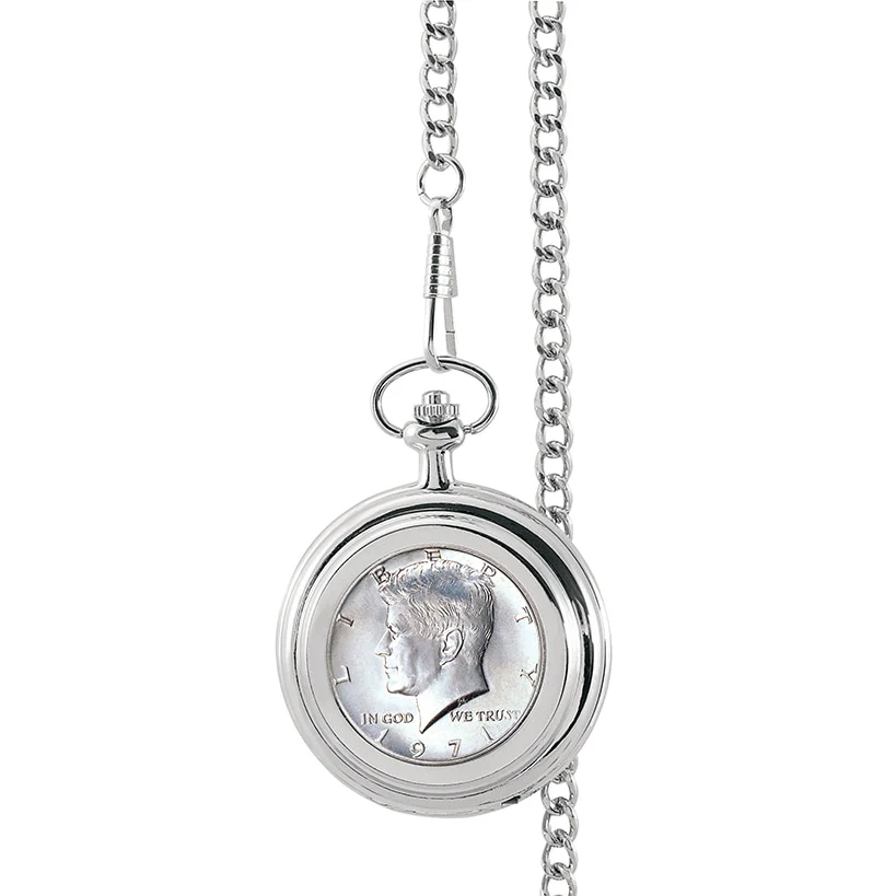 Personalized JFK Half-Dollar Coin Pocket Watch - Image 4