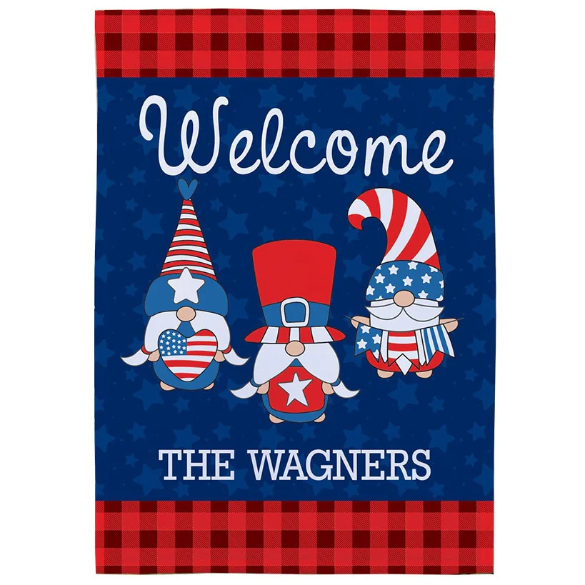 Personalized Patriotic Gnome Garden Flag - Image 2