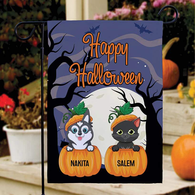 Personalized Pumpkin Pets Halloween Double-Sided Flag - Image 2
