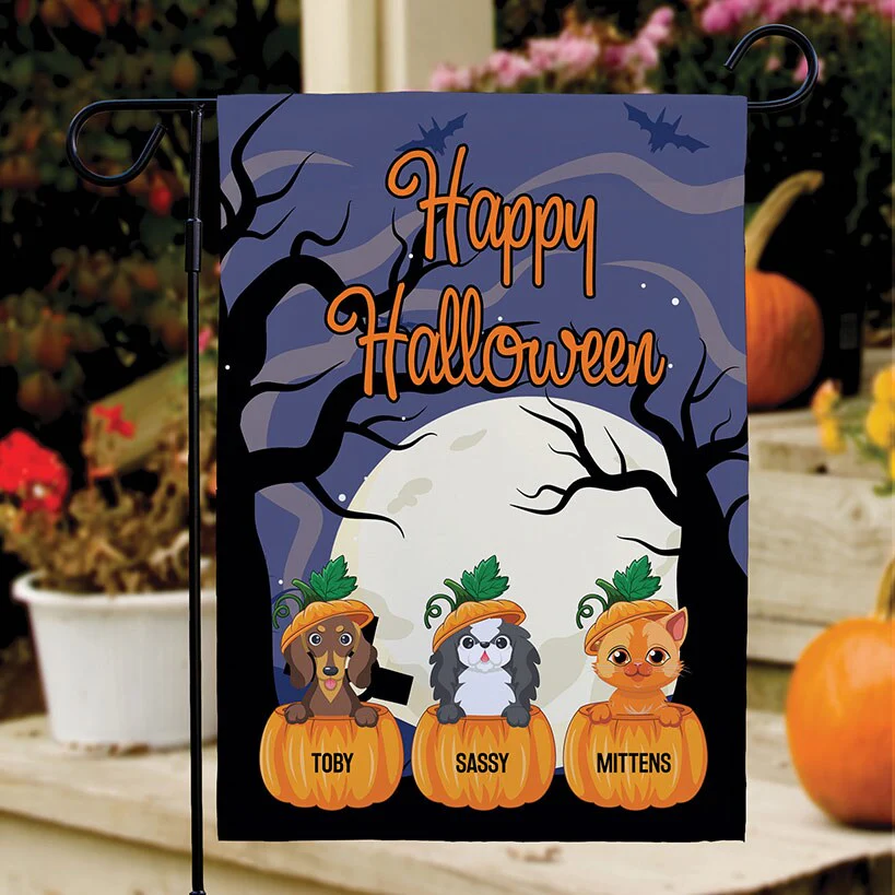 Personalized Pumpkin Pets Halloween Double-Sided Flag - Image 3