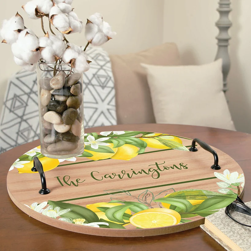 Personalized Round Tray with Handles - Image 3