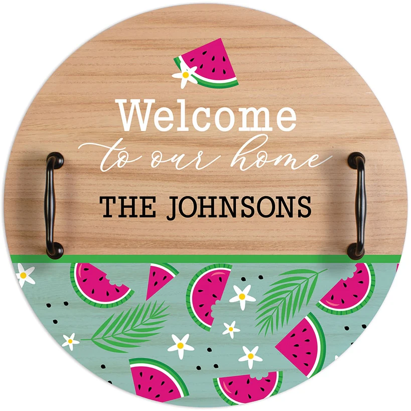 Personalized Round Tray with Handles - Image 4