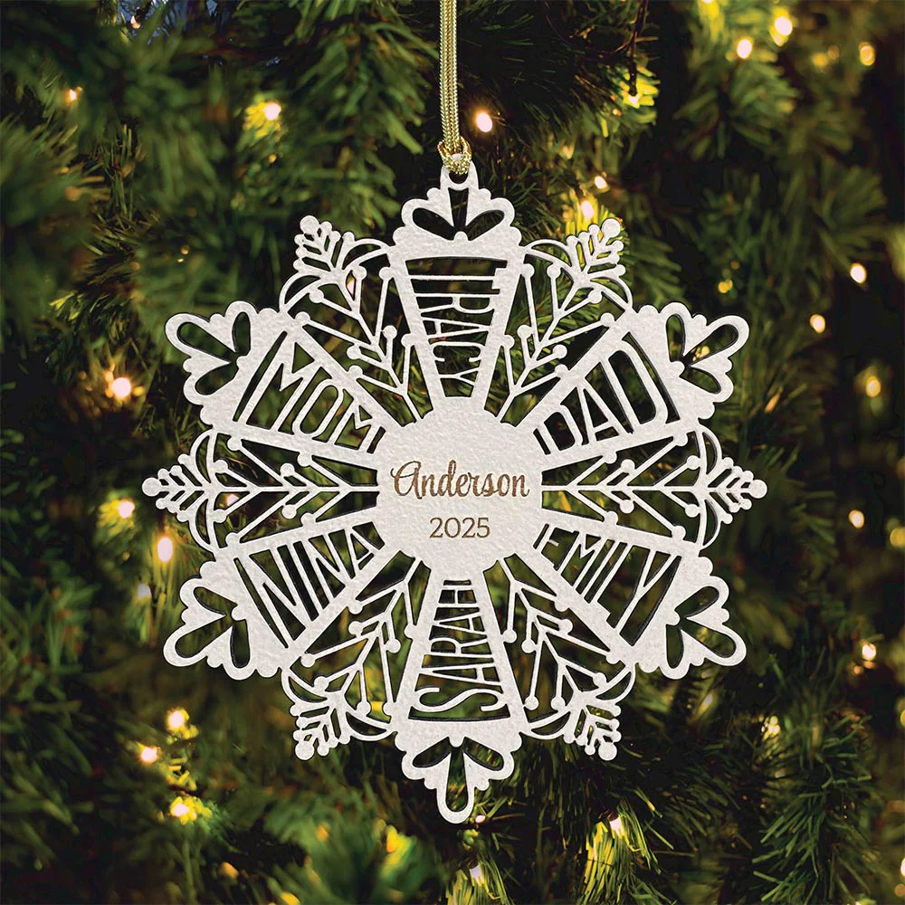 Personalized Snowflake Ornament White Wood - Image 12