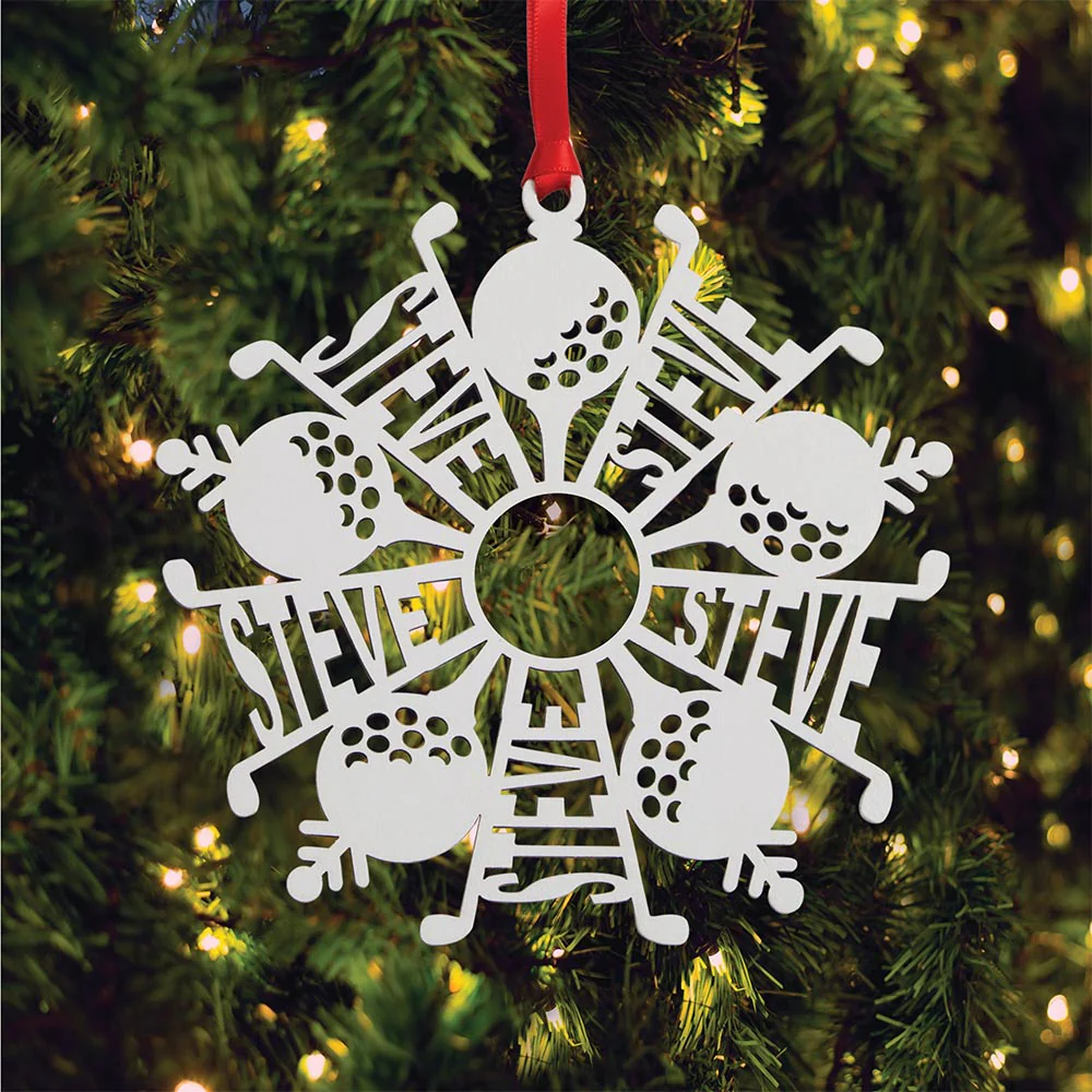 Personalized Snowflake Ornament White Wood - Image 16
