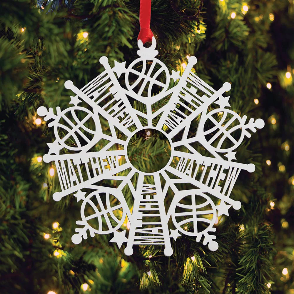 Personalized Snowflake Ornament White Wood - Image 4