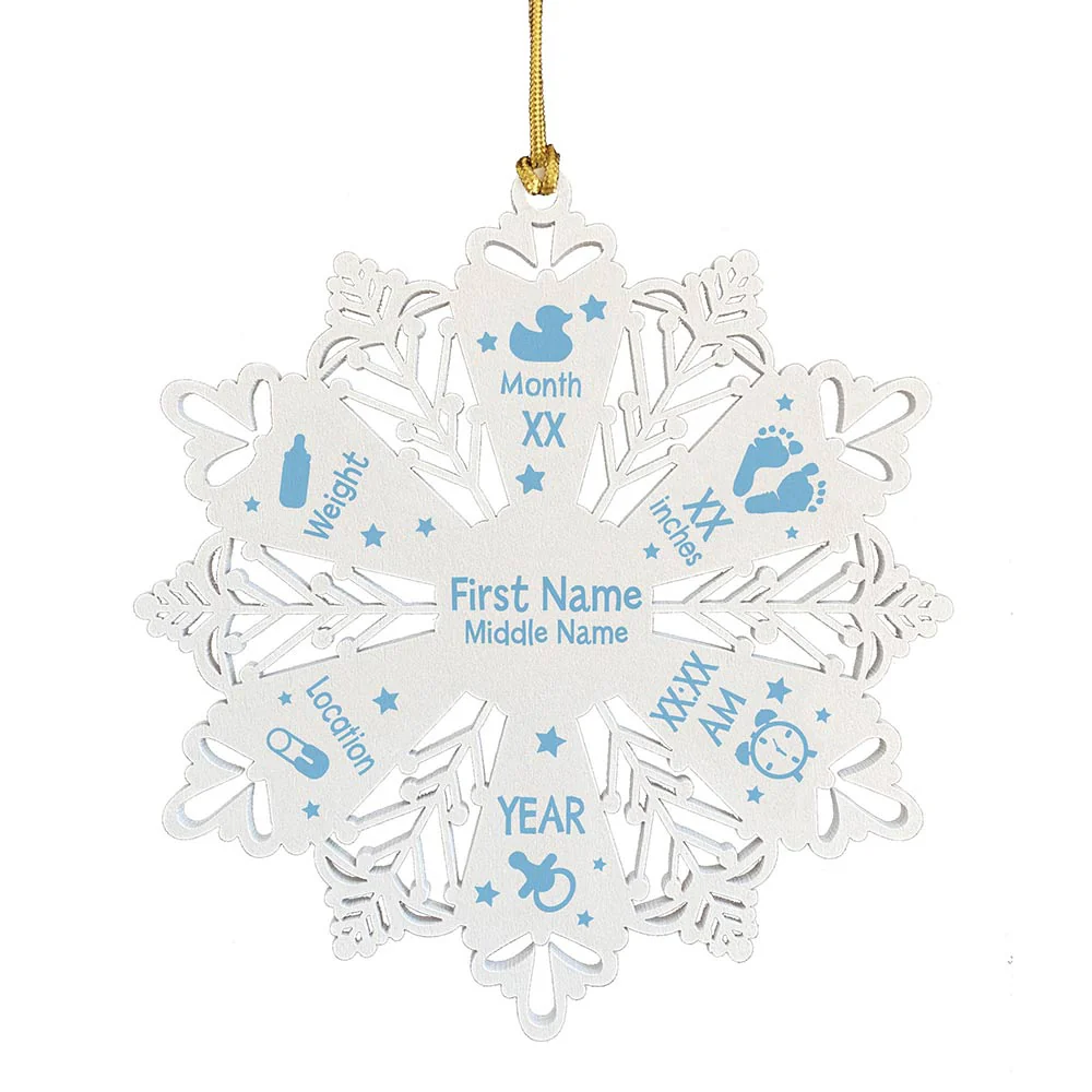 Personalized Snowflake Ornament White Wood - Image 6