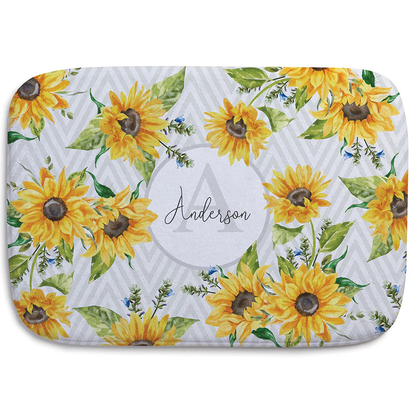 Personalized Sunflower Pattern Towels and Bath Mat - Image 6