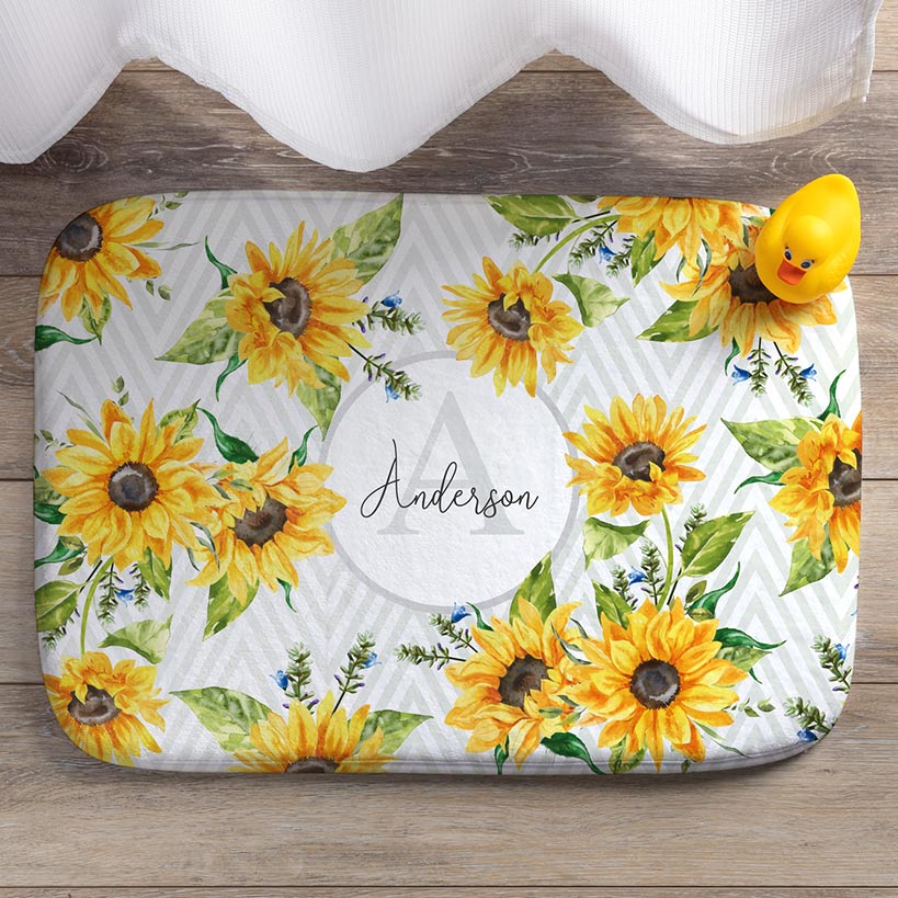 Personalized Sunflower Pattern Towels and Bath Mat - Image 7