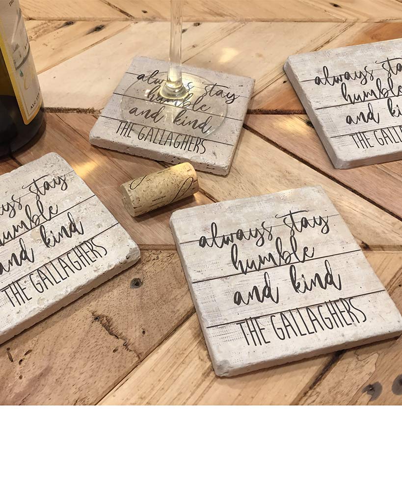 Personalized Travertine Stone Coaster Sets - Image 3