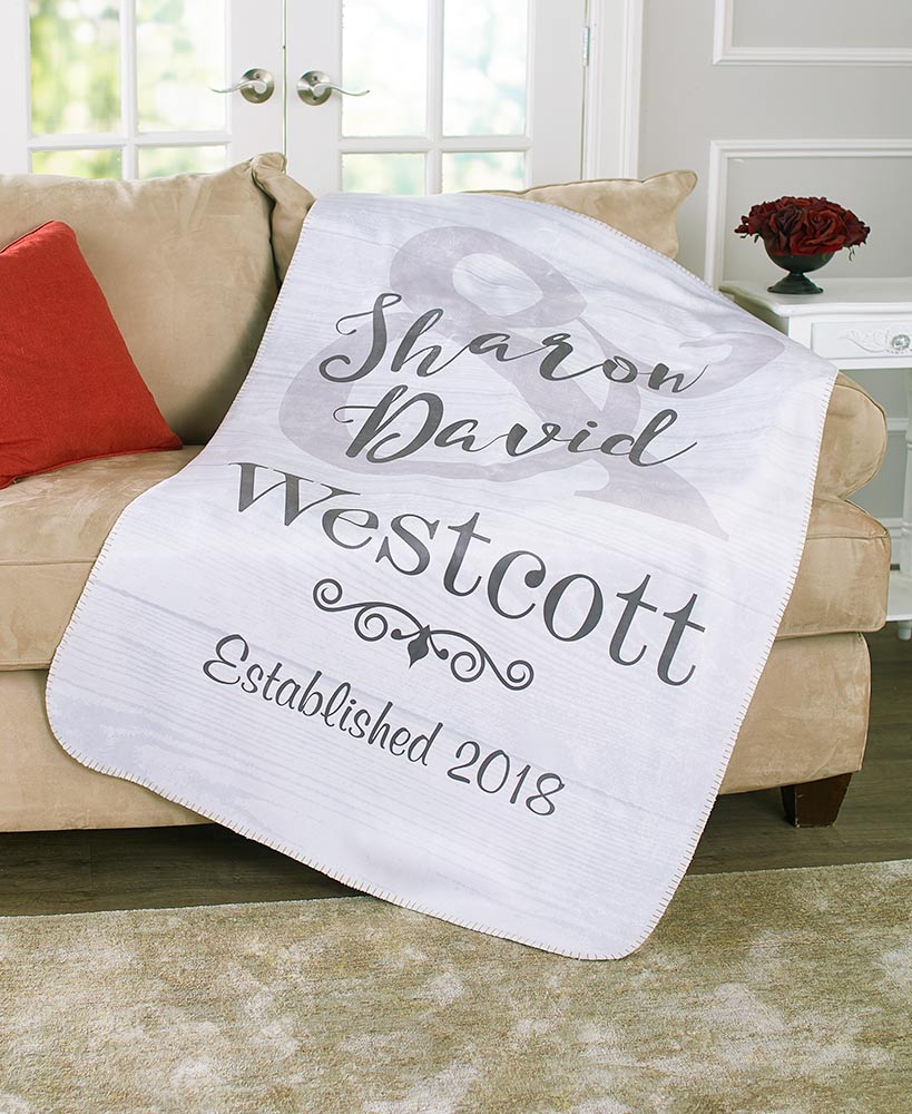 Personalized Wedding Sherpa Throw - Image 2