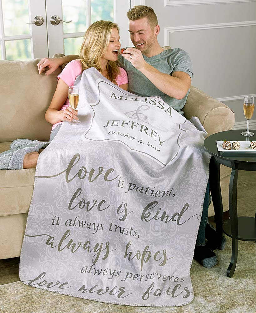Personalized Wedding Sherpa Throw - Image 3