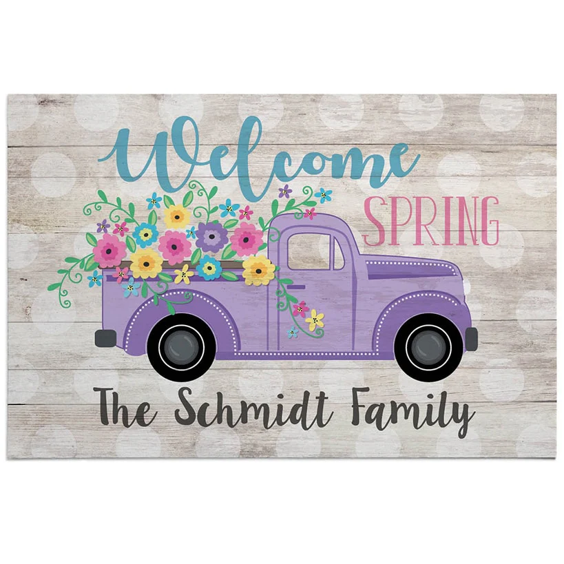 Personalized Welcome Spring Truck Doormat - Image 2