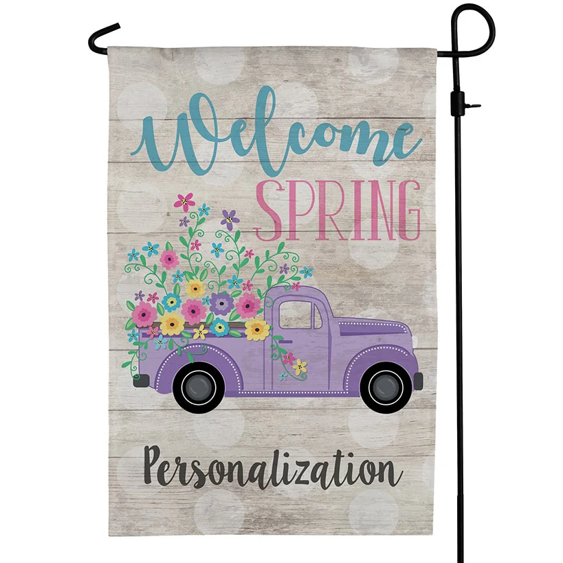 Personalized Welcome Spring Truck Garden Flag - Image 2
