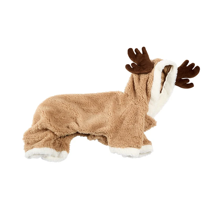Pet Santa Or Reindeer Plush Fabric Costume With Hood - Image 9