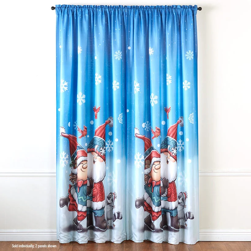 Petunia and Gnorme Winter Fun Gnome Panel or Valance - Image 2