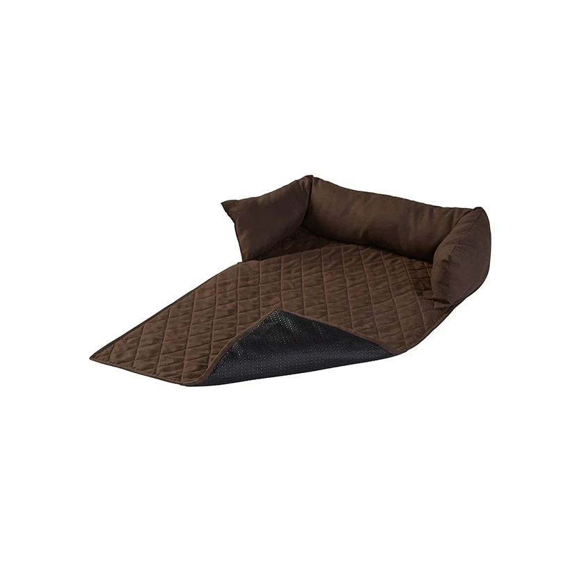 Quilted Pet Bed with Headrest - Image 3