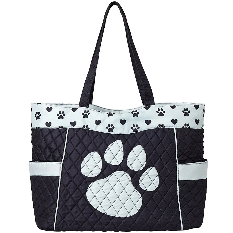 Quilted Tote with Cat Paw Print