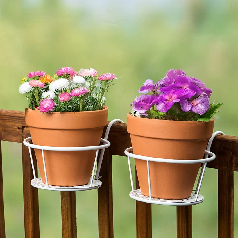 Railing Flower Pot Holders for Balcony or Deck 2 Pk - Image 4