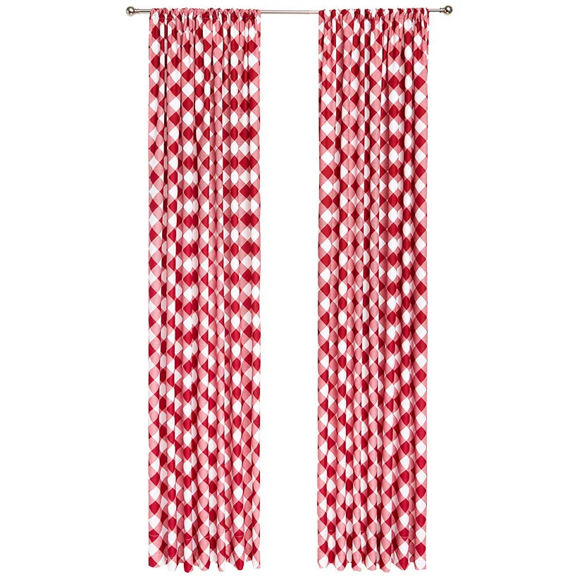 Red and White Check Pattern Window Panel - Image 2
