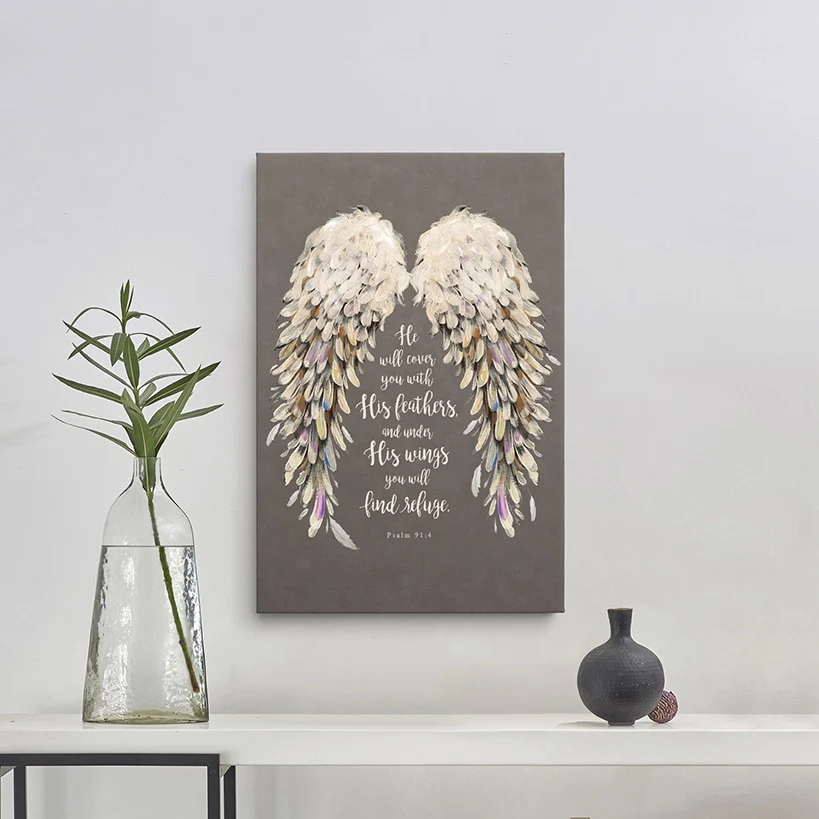 Religious He Will Cover You With His Feathers Canvas - Image 6